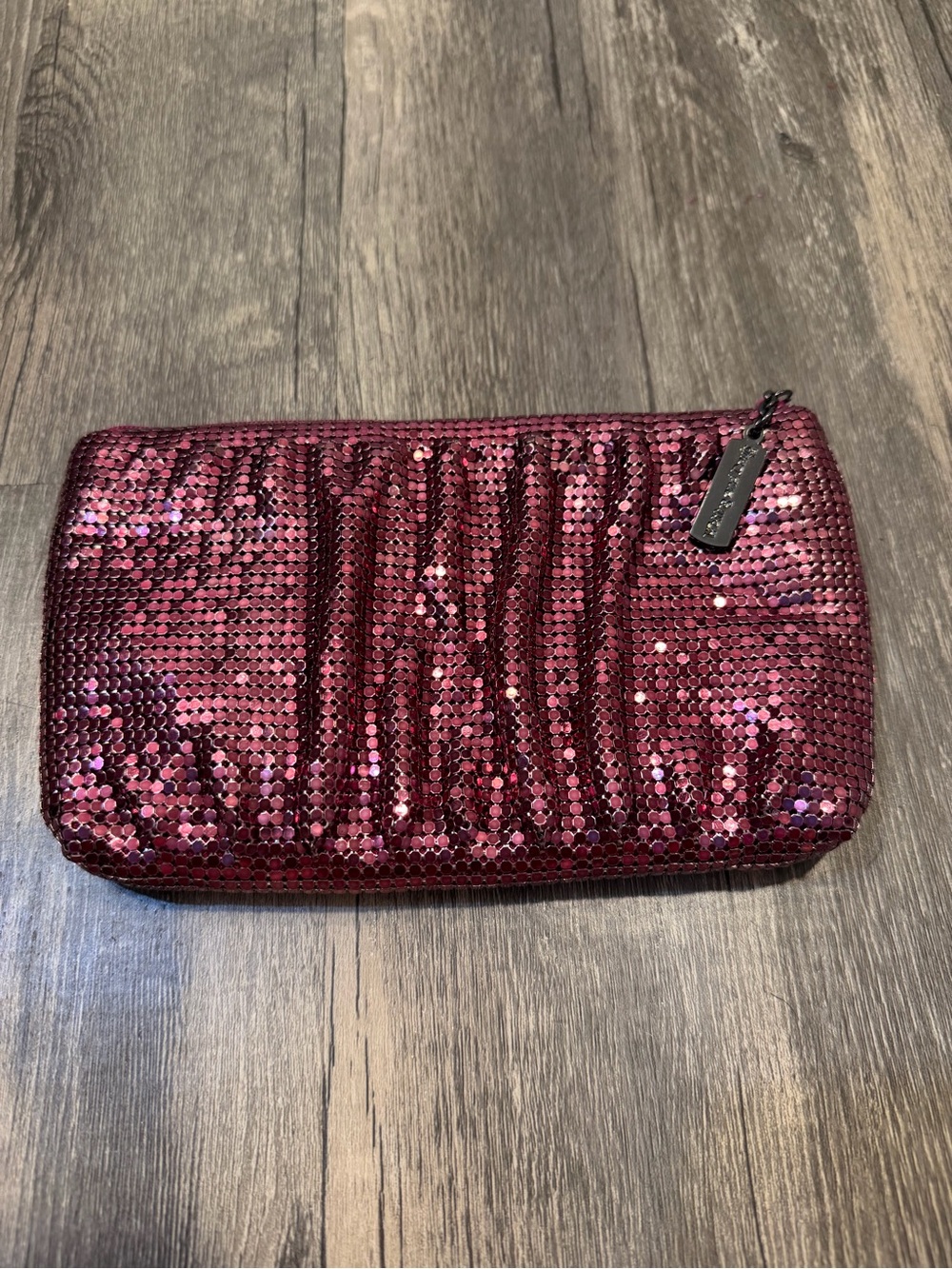 Whiting & Davis Vintage Pink Metal Mesh Mini Clutch or Coin Purse Night Out Chic